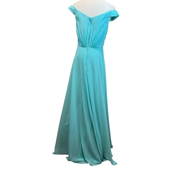 David's Bridal Off The Shoulder Full Skirt Bridesmaid Dress F20227 4 Spa - Picture 11 of 12